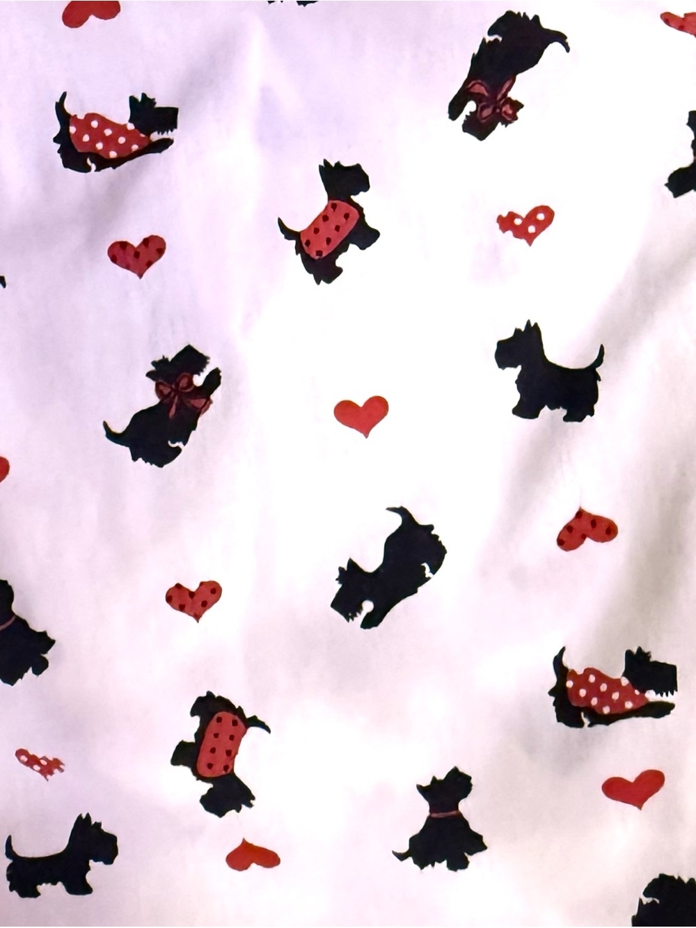 XL Blair Scottie Dog print off white button down collared shirt.  Hearts, - Picture 4 of 5